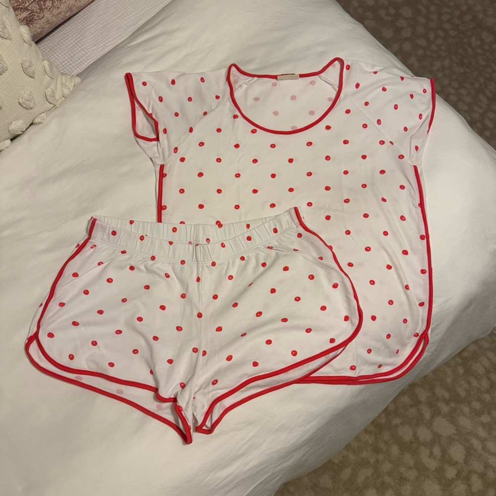 Women's LAKE Red Polka Dot Pima Pajama Set